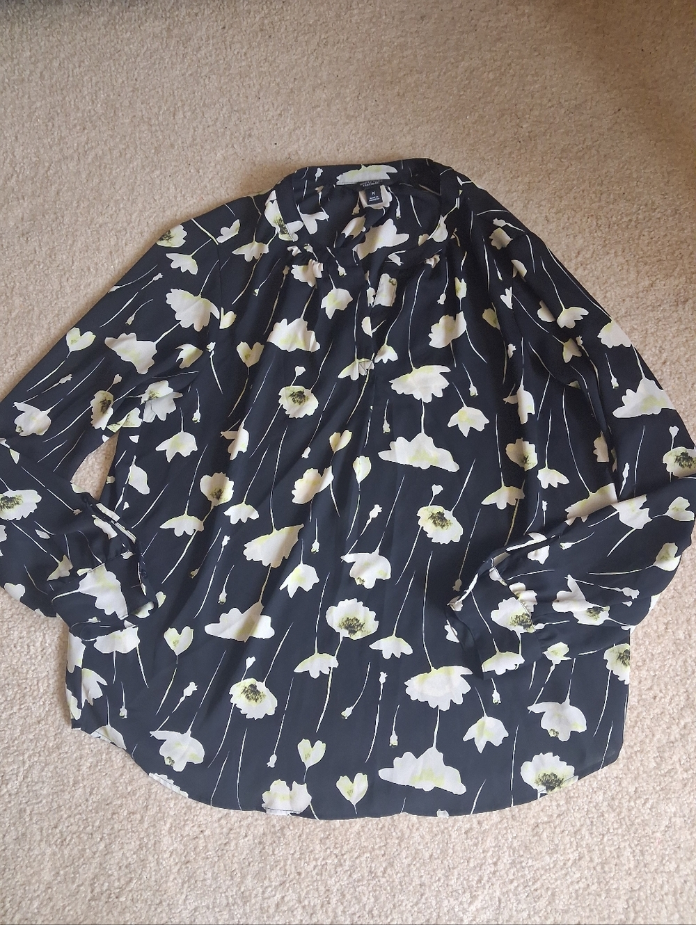 Simply Vera Vera Wang Black Floral Long-Sleeve Blouse